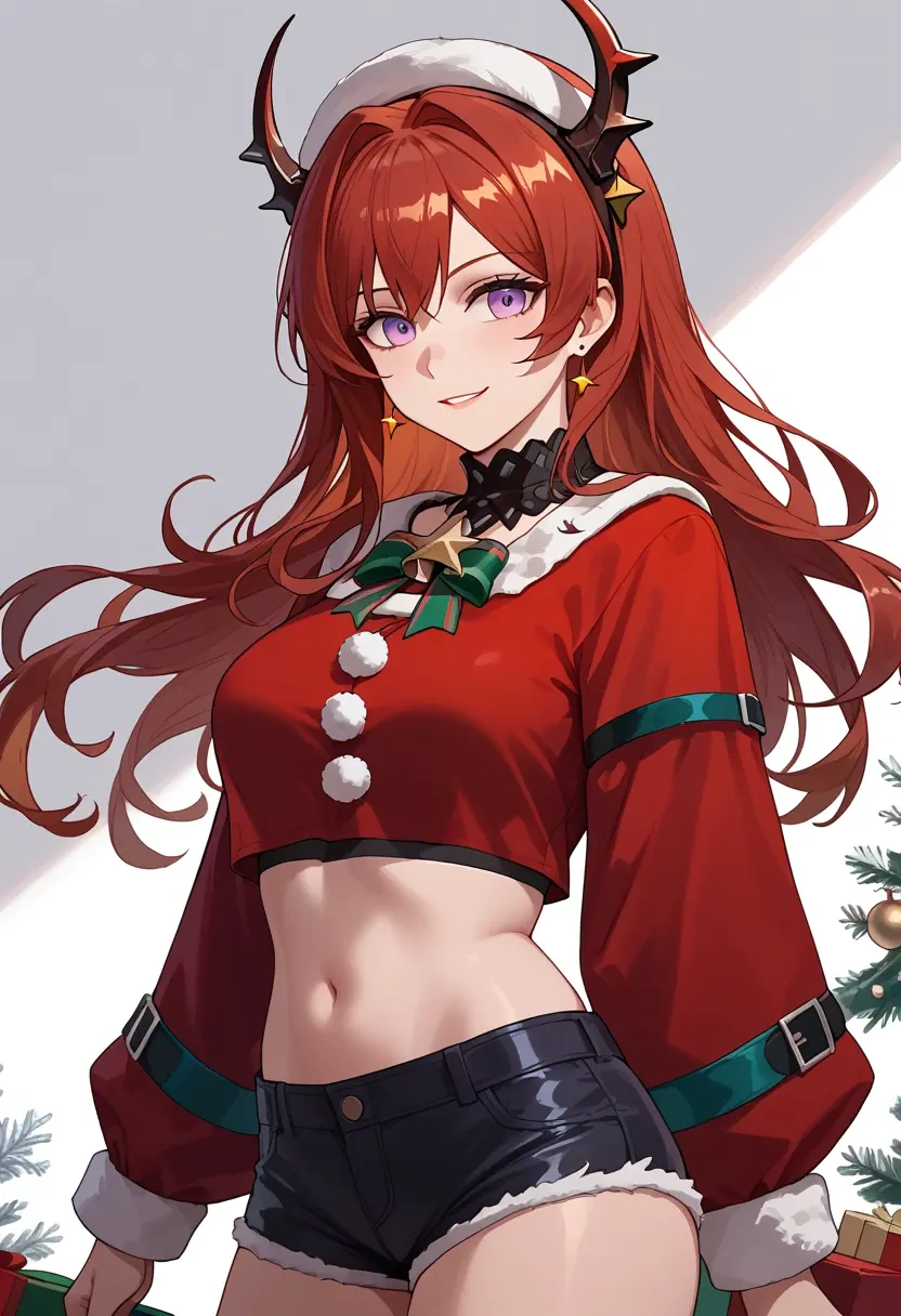 arknights,surtr_(arknights),Christmas,red velvet shorts  - 