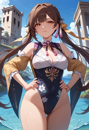 star rail,sushang,swimsuit,floral print  - AI generated anime art