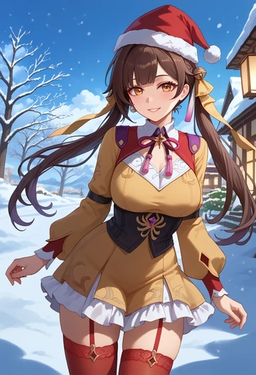 star rail,sushang,Christmas,sweater dress,stockings  - AI generated anime art