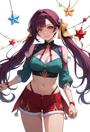 star rail,sushang,Christmas,red velvet shorts  - AI generated anime art