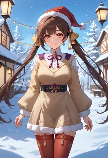 star rail,sushang,Christmas,sweater dress,stockings  - AI generated anime art