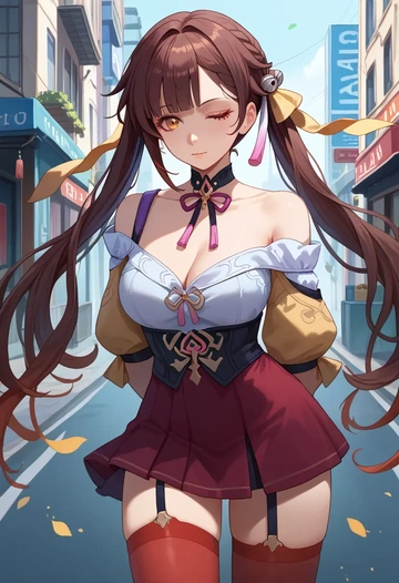 star rail,sushang,collar,oversized,Thigh garters  - AI generated anime art