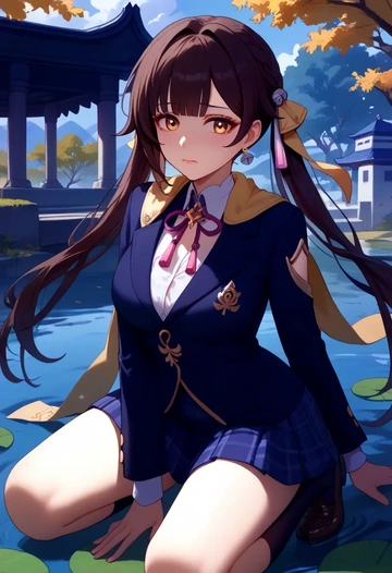 star rail,sushang,winter,student uniform,plaid skirt  - AI generated anime art