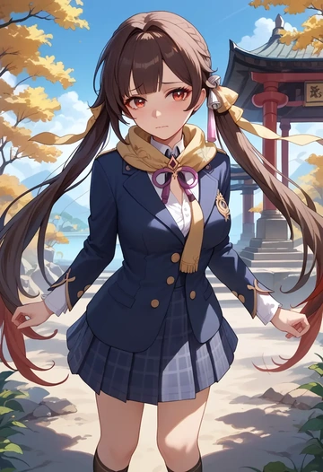 star rail,sushang,winter,student uniform,plaid skirt  - AI generated anime art