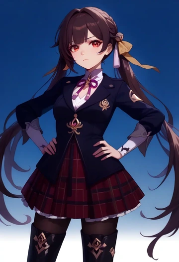 star rail,sushang,winter,student uniform,fur-collared jacket  - AI generated anime art