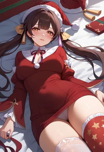 star rail,sushang,Christmas,sweater dress,stockings  - AI generated anime art