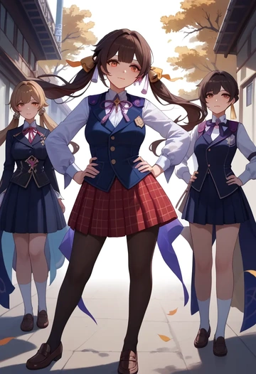 star rail,sushang,winter,student uniform,vest  - AI generated anime art