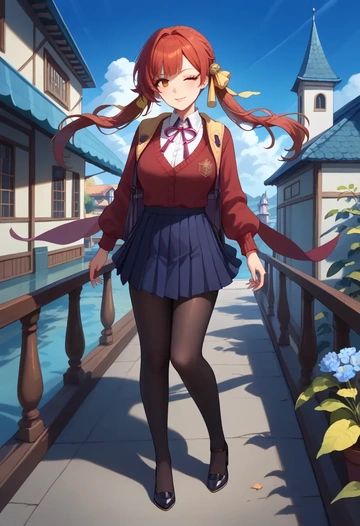 star rail,sushang,winter,student uniform,cardigan  - AI generated anime art