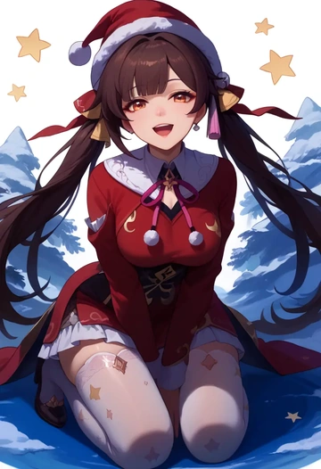 star rail,sushang,Christmas,sweater dress,stockings  - AI generated anime art