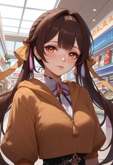 star rail,sushang,crop hoodie,shorts  - AI generated anime art