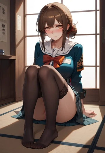 arknights,sussurro_(arknights),jk uniform, stockings  - AI generated anime art