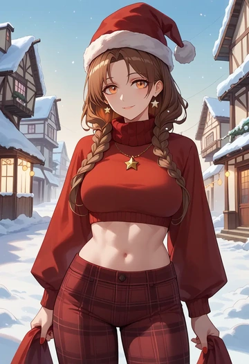 arknights,sussurro_(arknights),Christmas,plaid trousers  - AI generated anime art