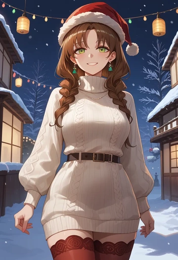 arknights,sussurro_(arknights),Christmas,sweater dress,stockings  - AI generated anime art