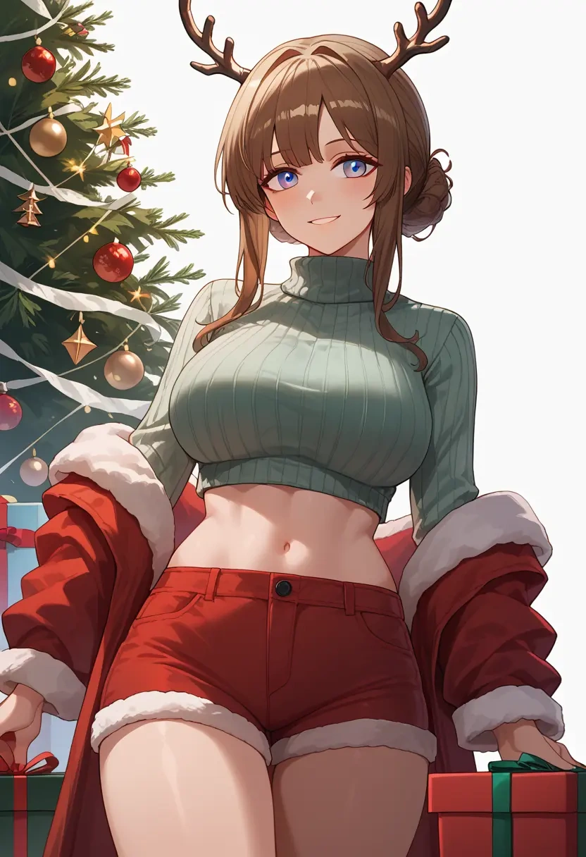 arknights,sussurro_(arknights),Christmas,red velvet shorts,turtleneck sweater  - 