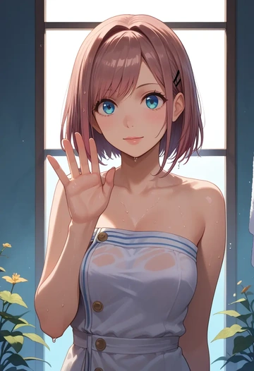 nijisanji,suzuhara_lulu,towel,sexy  - AI generated anime art