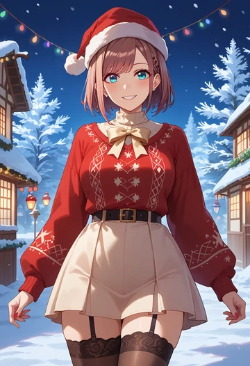 nijisanji,suzuhara_lulu,sweater,stockings,Thigh garters  - AI generated anime art