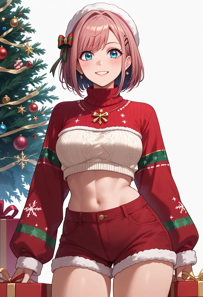 nijisanji,suzuhara_lulu,Christmas,red velvet shorts,turtleneck sweater  - 