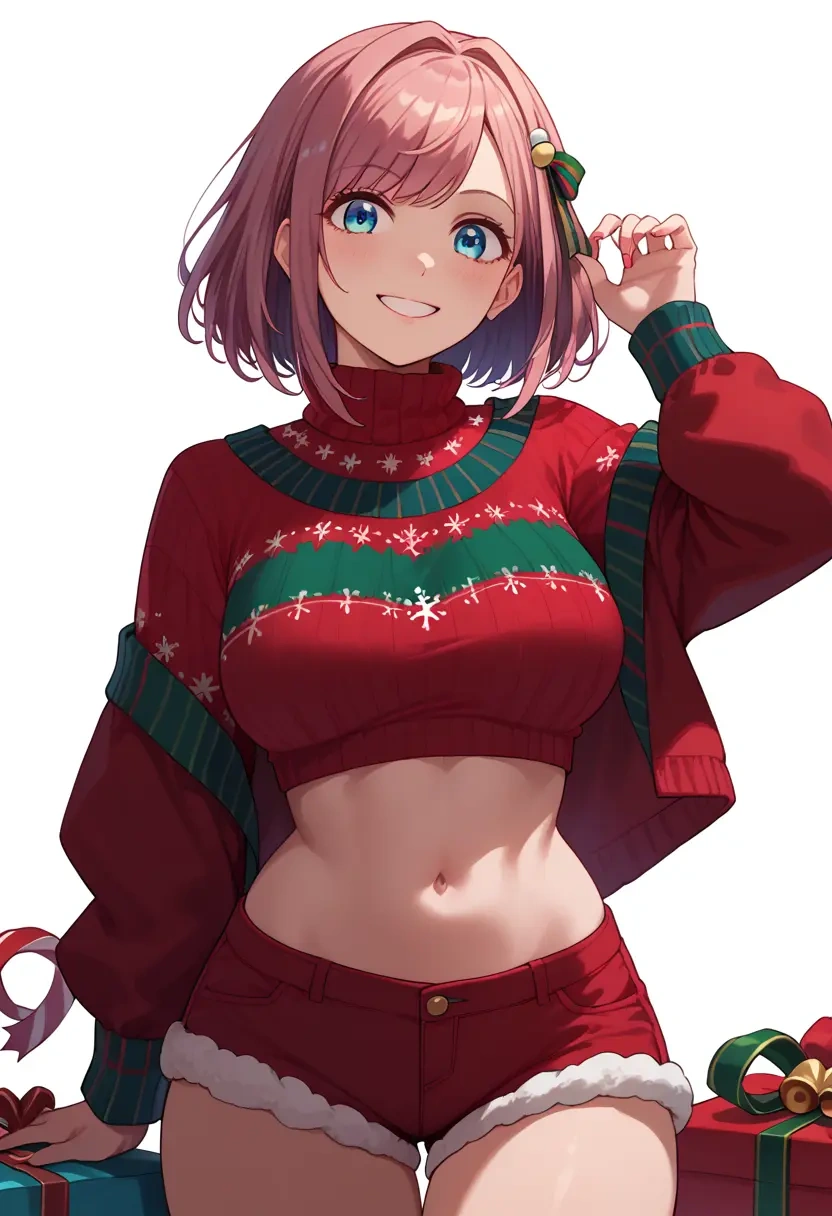 nijisanji,suzuhara_lulu,Christmas,red velvet shorts,turtleneck sweater  - 