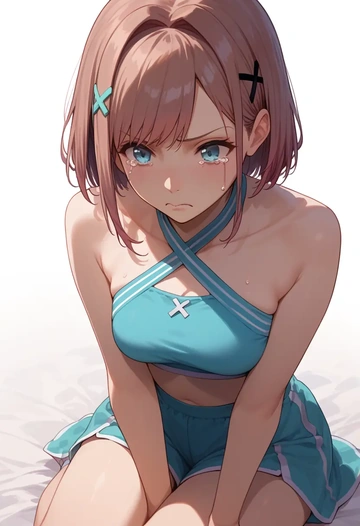 nijisanji,suzuhara_lulu,halter top,track pants  - AI generated anime art