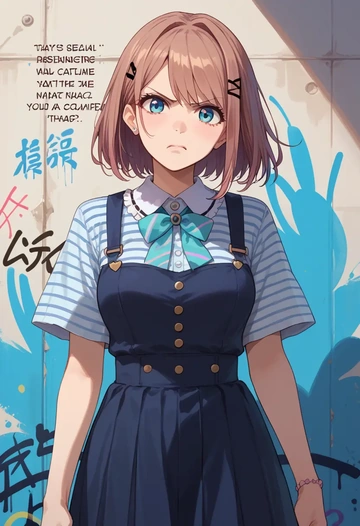 nijisanji,suzuhara_lulu,striped graffiti blouse,dolphin shorts  - AI generated anime art