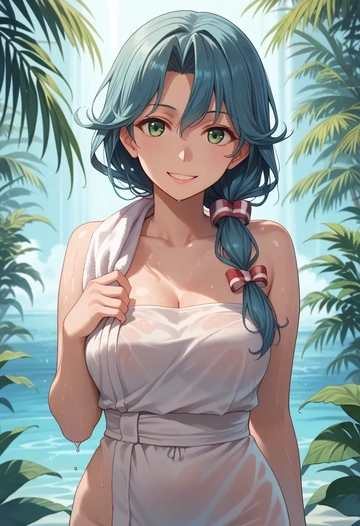 kantai_collection,suzukaze_(kancolle),towel,sexy  - AI generated anime art