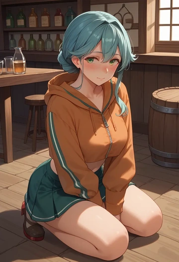 kantai_collection,suzukaze_(kancolle),crop hoodie,shorts  - AI generated anime art