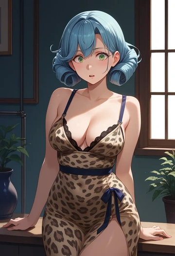 kantai_collection,suzukaze_(kancolle),leopard print,silk slip dress  - AI generated anime art