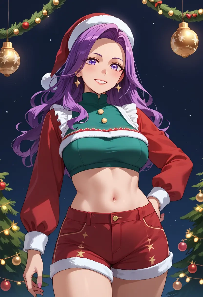 new_game,suzukaze_aoba,Christmas,red velvet shorts  - 