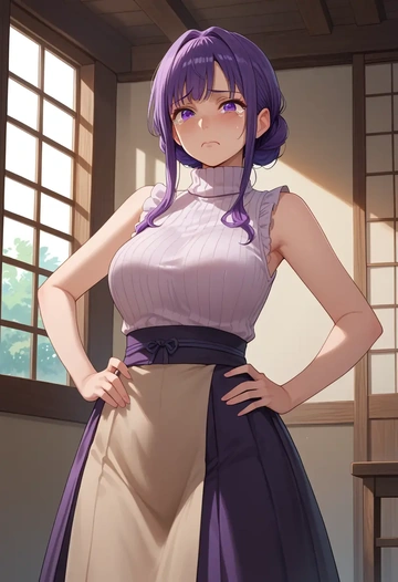 new_game,suzukaze_aoba,turtleneck,knit,maxi skirt  - AI generated anime art