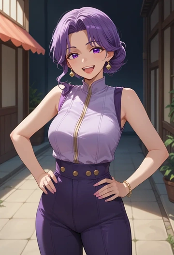 new_game,suzukaze_aoba,jumpsuit,sleeveless,flare pants  - AI generated anime art