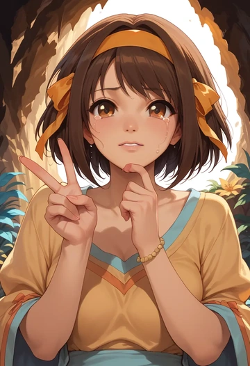 suzumiya_haruhi_no_yuuutsu,suzumiya_haruhi,pajamas  - AI generated anime art