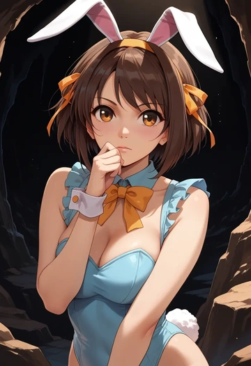 suzumiya_haruhi_no_yuuutsu,suzumiya_haruhi,bunny girl, sexy  - AI generated anime art