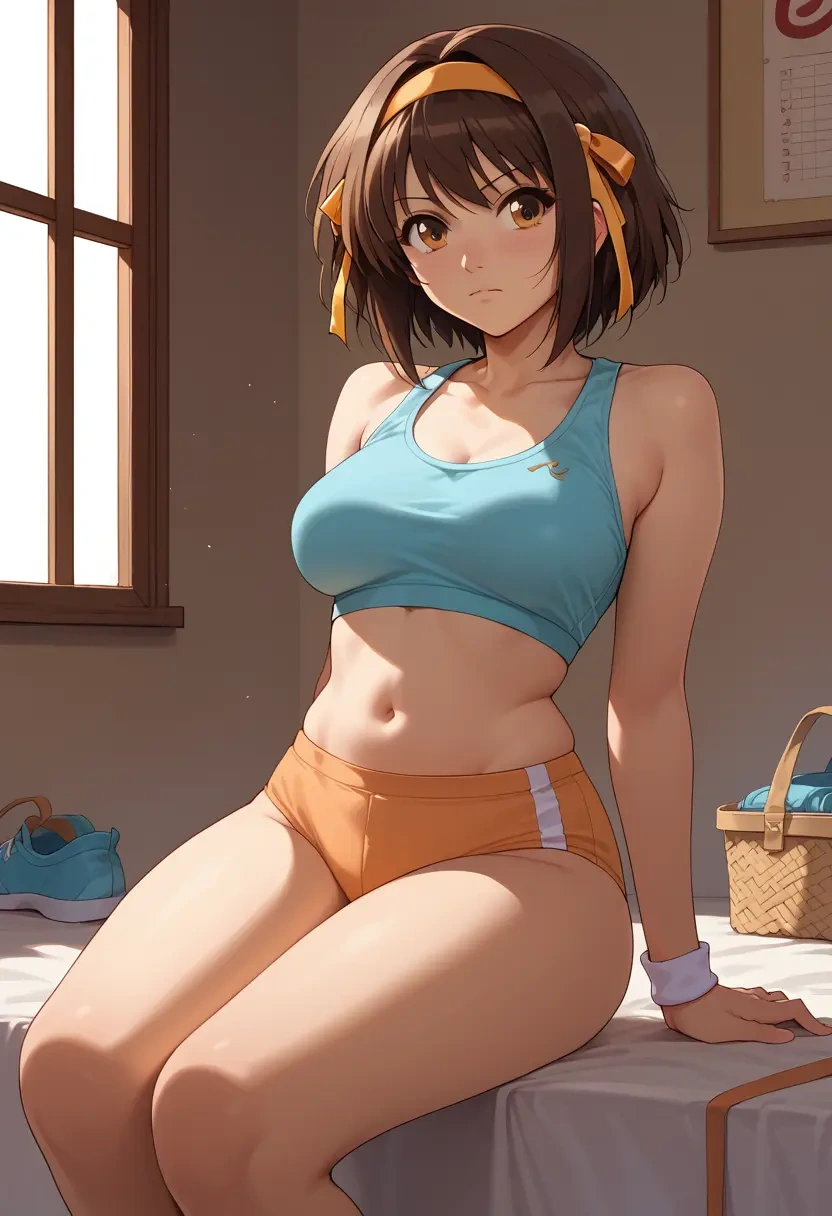 suzumiya_haruhi_no_yuuutsu,suzumiya_haruhi,tankini top,board shorts  - 