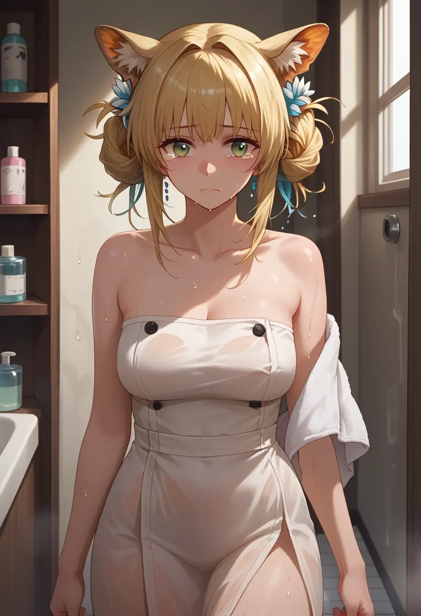 arknights,suzuran_(arknights),towel,sexy  - 