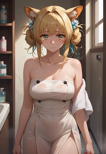 arknights,suzuran_(arknights),towel,sexy  - AI generated anime art