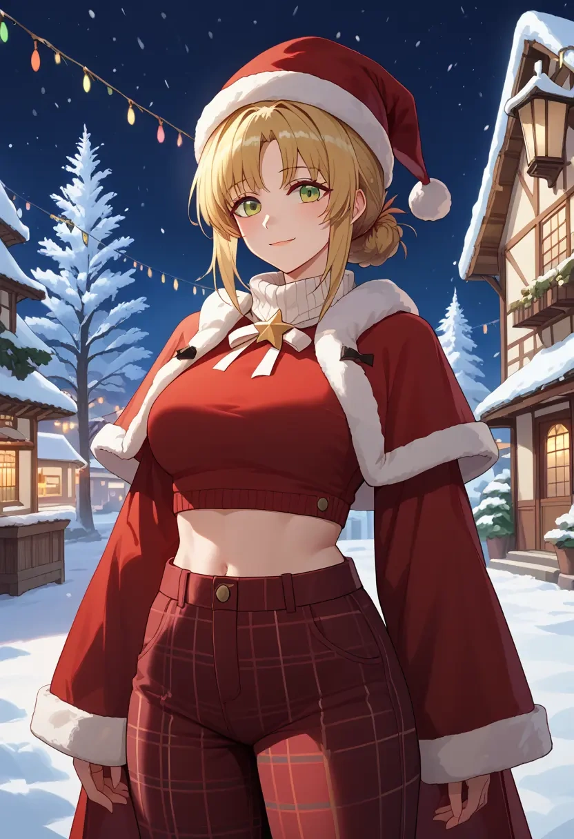 arknights,suzuran_(arknights),Christmas,plaid trousers  - 