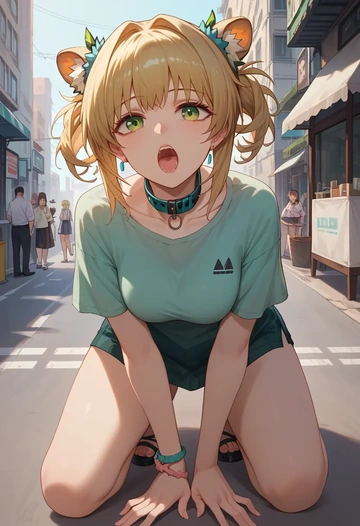 arknights,suzuran_(arknights),polo shirt,tennis skirt  - AI generated anime art