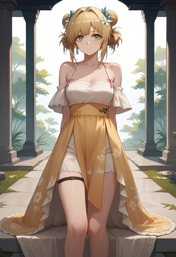 arknights,suzuran_(arknights),silk slip dress,floral prints  - AI generated anime art