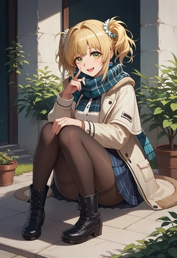 arknights,suzuran_(arknights),winter,student uniform,fur-trimmed coat  - AI generated anime art