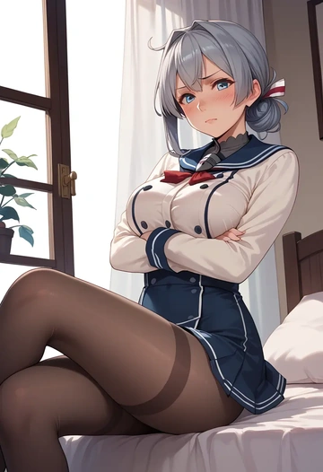 kantai_collection,suzutsuki_(kancolle),shorts, pantyhose  - AI generated anime art