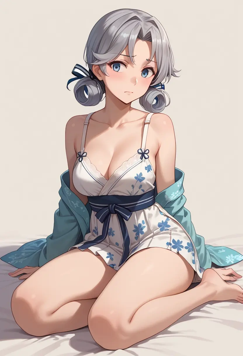 kantai_collection,suzutsuki_(kancolle),silk slip dress,floral prints  - 