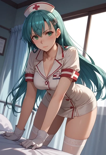 kantai_collection,suzuya_(kancolle),nurse,stockings,sexy,panties  - AI generated anime art