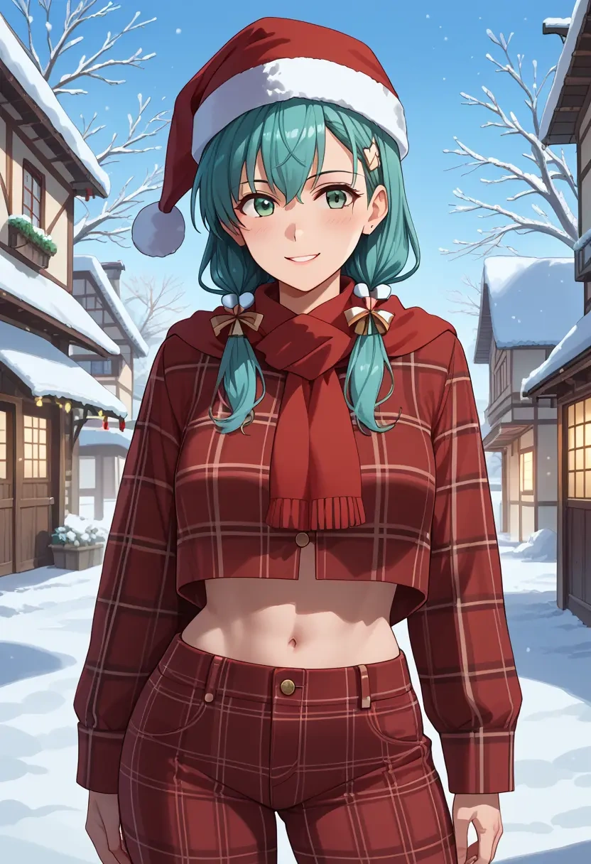 kantai_collection,suzuya_(kancolle),Christmas,plaid trousers  - 