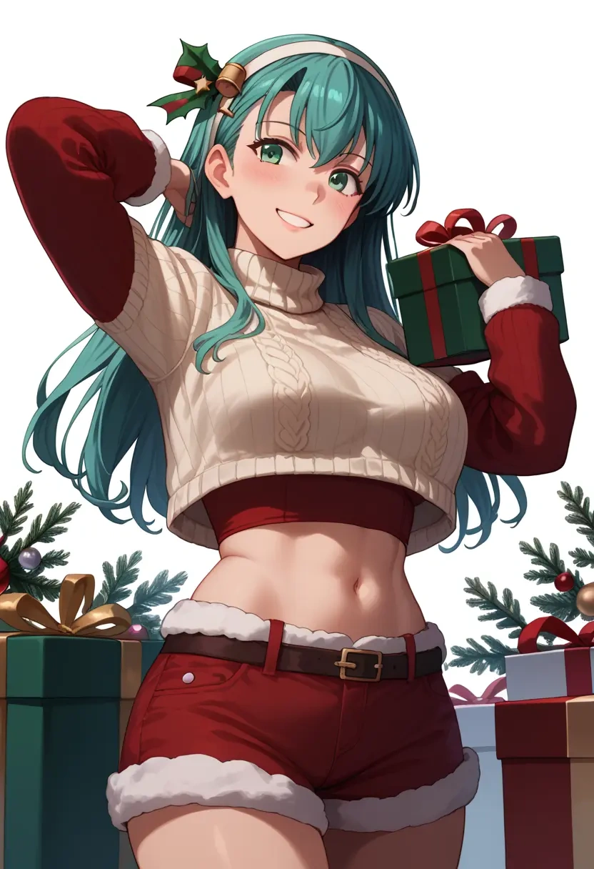 kantai_collection,suzuya_(kancolle),Christmas,red velvet shorts,turtleneck sweater  - 