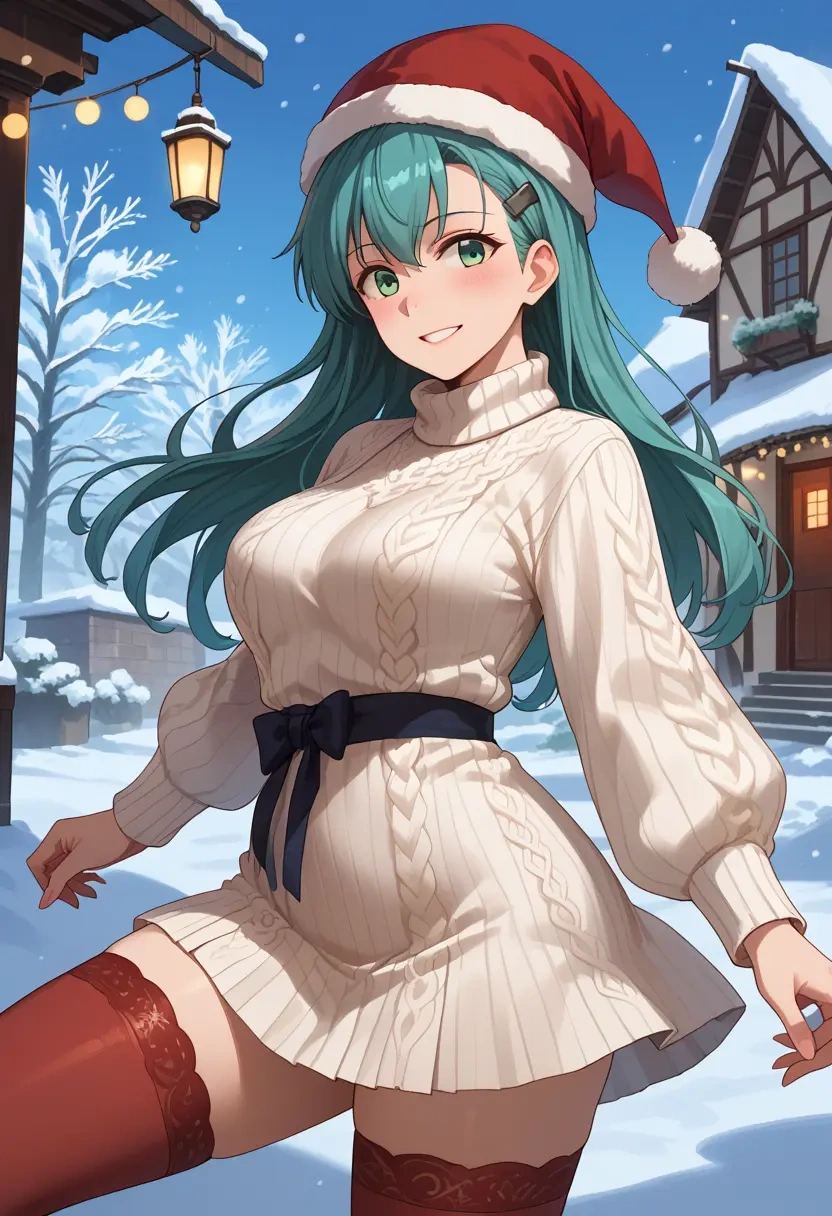 kantai_collection,suzuya_(kancolle),Christmas,sweater dress,stockings  - 