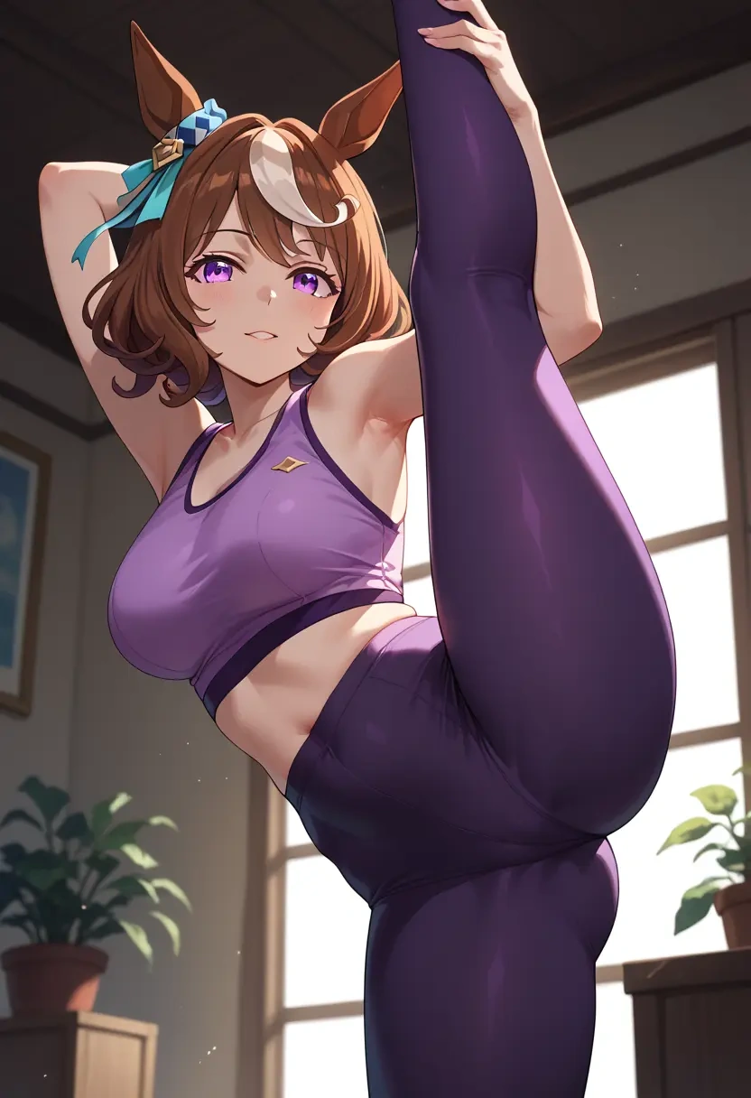 umamusume,symboli_rudolf_(umamusume),yoga, standing split,sexy,  - 