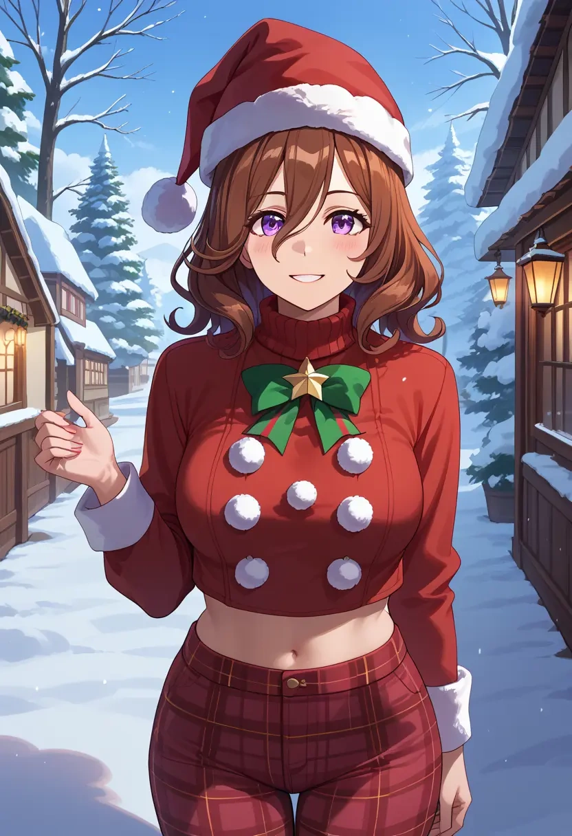 umamusume,symboli_rudolf_(umamusume),Christmas,plaid trousers  - 