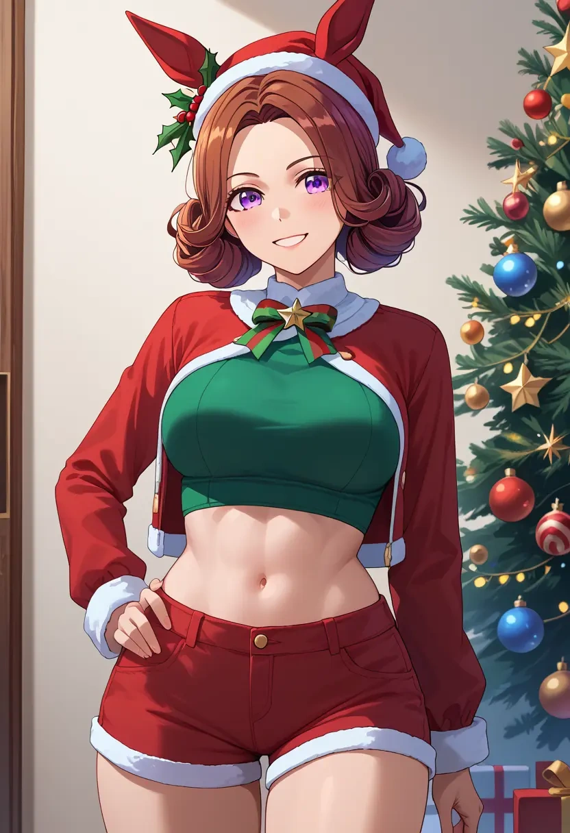 umamusume,symboli_rudolf_(umamusume),Christmas,red velvet shorts  - 