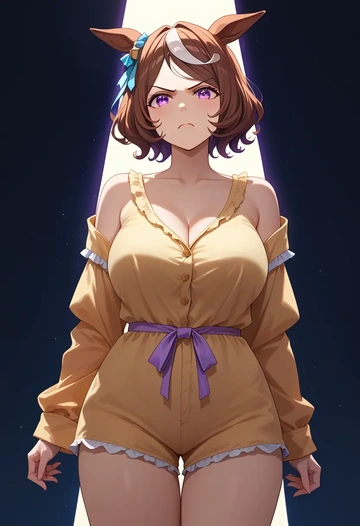 umamusume,symboli_rudolf_(umamusume),pajamas, low-waisted shorts  - AI generated anime art