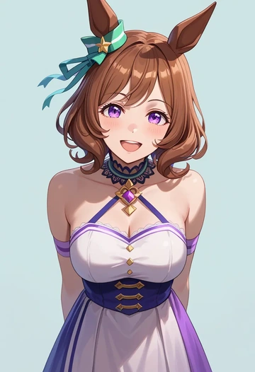 umamusume,symboli_rudolf_(umamusume),dress,halter,layered tulle  - AI generated anime art